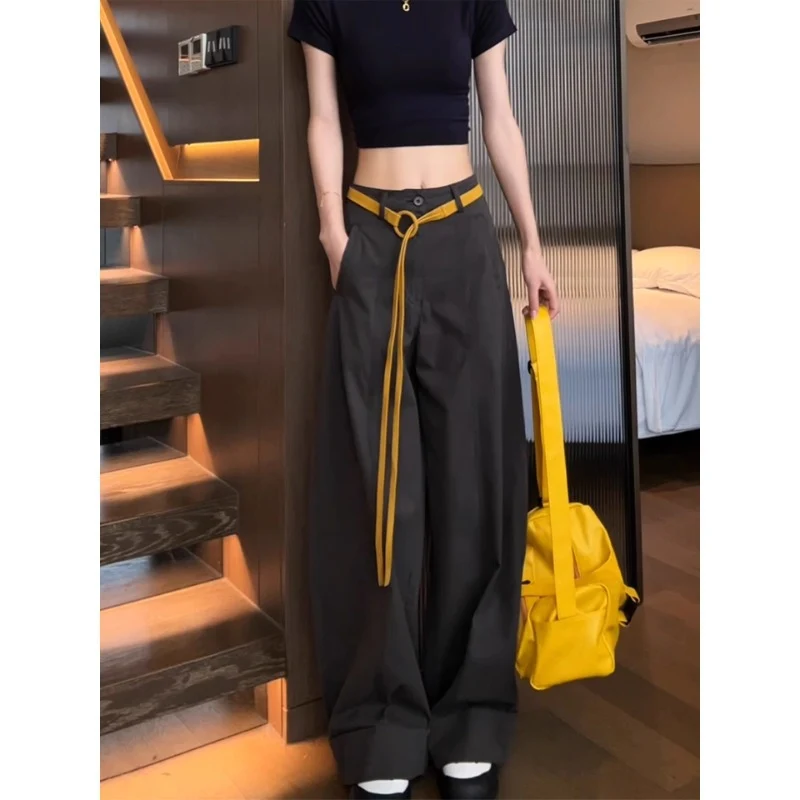 Damen Weite Baumwollhose mit Statement-Gürtel Nord Taschen