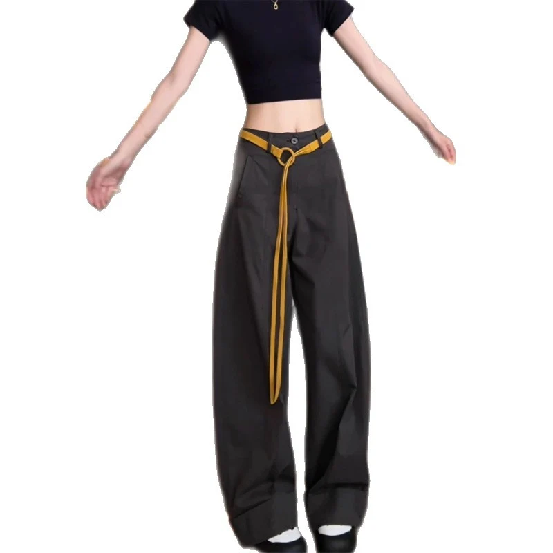 Damen Weite Baumwollhose mit Statement-Gürtel Nord Taschen