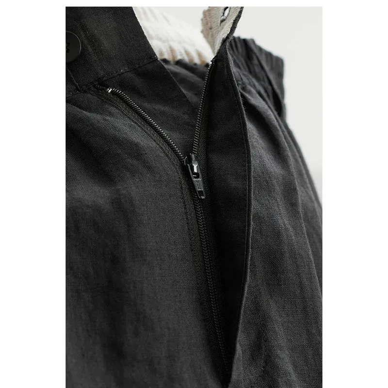 Damen Weit geschnittene Leinenhose Nord Taschen