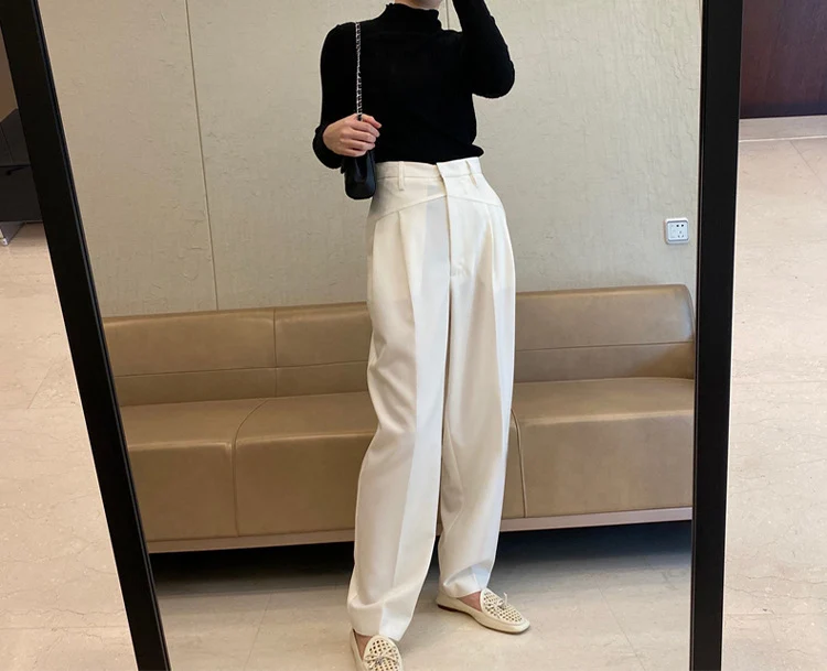 Damen Weit geschnittene High-Waist-Hose Nord Taschen