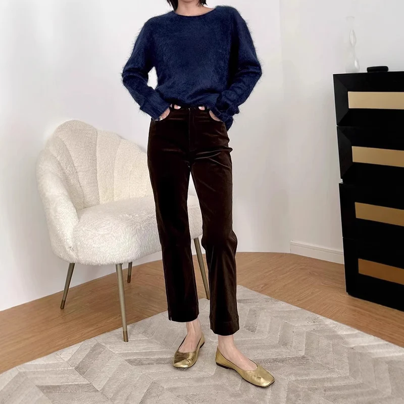 Damen Weicher Mohair-Pullover mit weitem Schnitt Nord Taschen