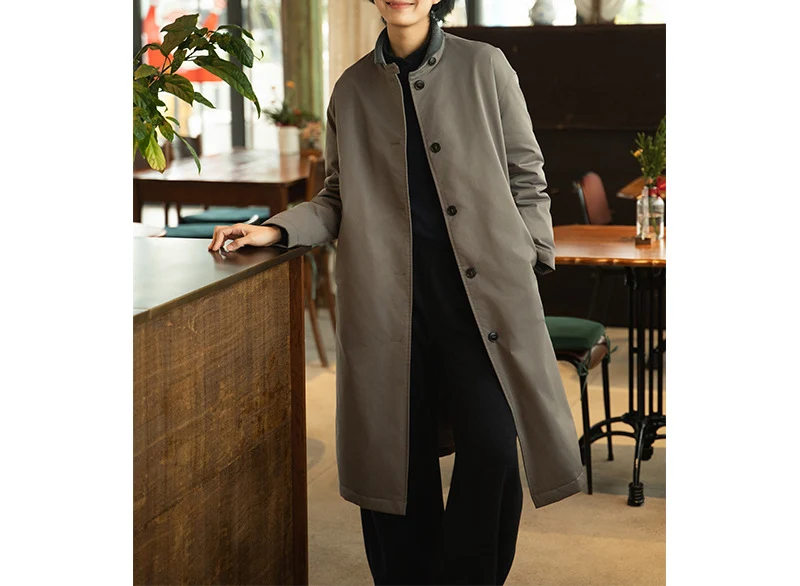 Damen Urbaner Mittel langer Mantel Nord Taschen