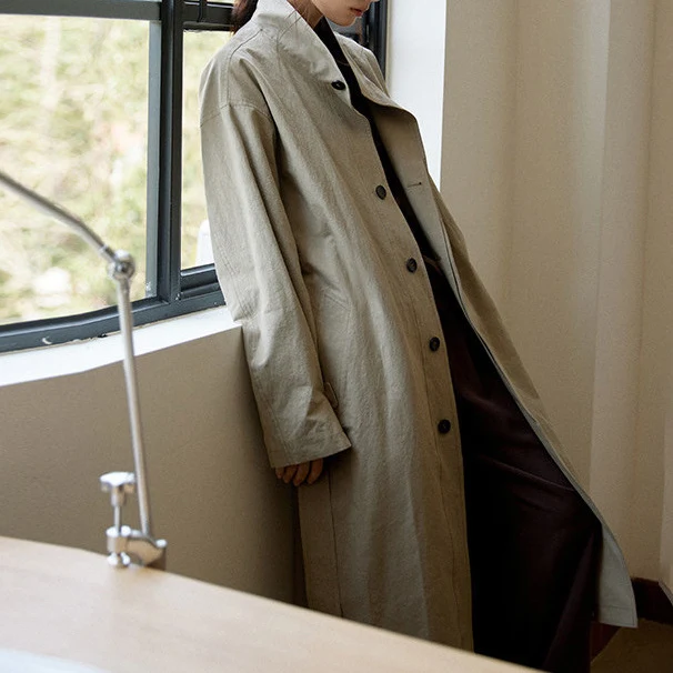 Damen Urbaner Lange Trenchcoat Nord Taschen