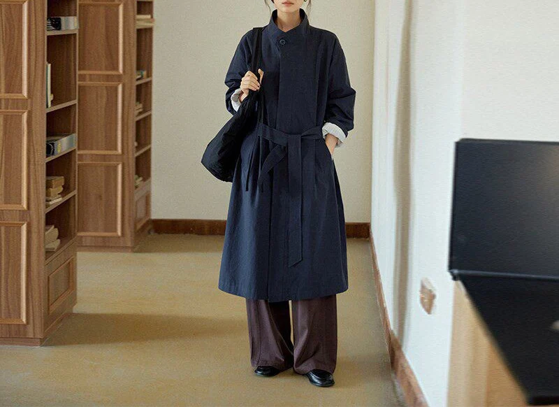 Damen Urbaner Lange Trenchcoat Nord Taschen