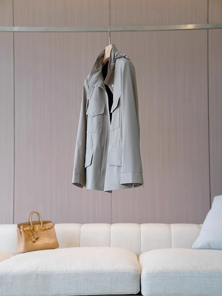 Damen Stylische Übergangsjacke mit praktischen Taschen Nord Taschen
