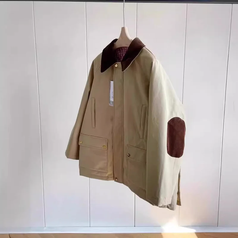 Damen Stylische Übergangsjacke mit kontrastierenden Ellbogenpatches Nord Taschen