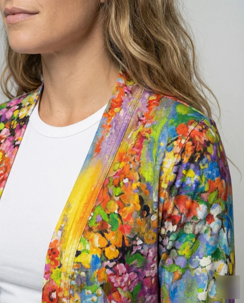 Damen Fließende Wasserfall-Saum MischgewNord Taschene Kimono-Überwurf