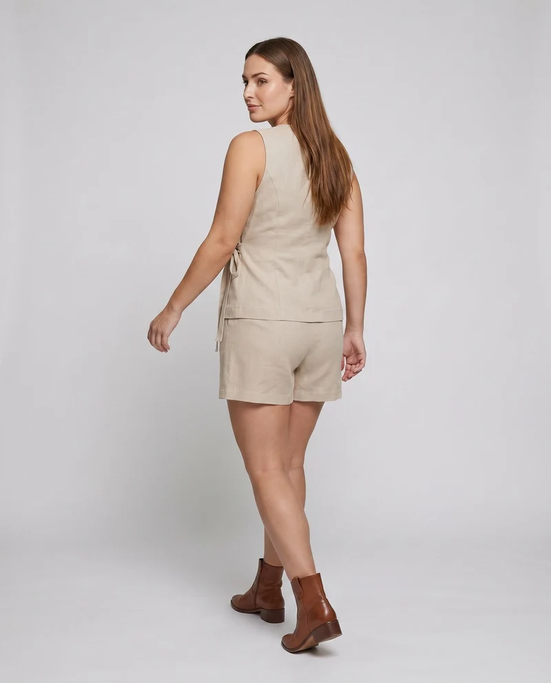 Damen Wickeloberteil mit lässigem Shorts-Set