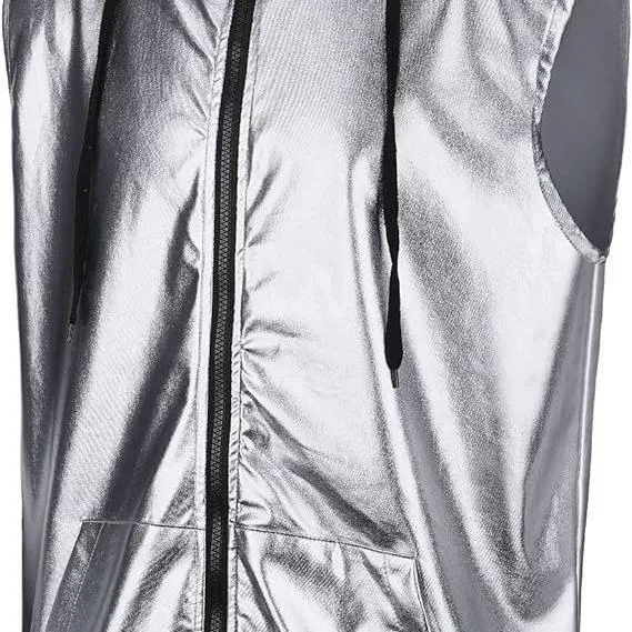 Herren Kapuzenweste mit glänzendem Obermaterial und praktischen Taschen