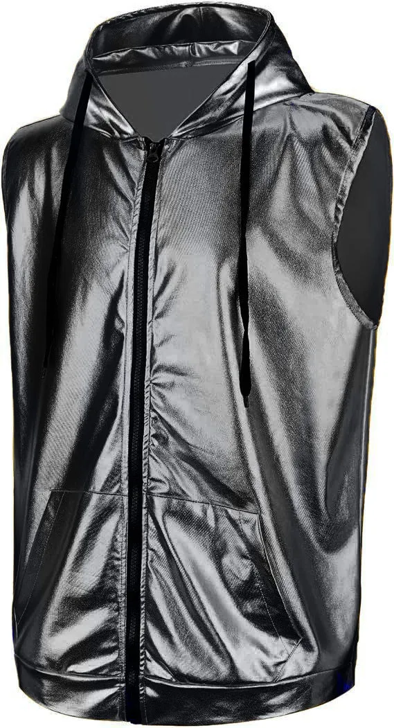Herren Kapuzenweste mit glänzendem Obermaterial und praktischen Taschen