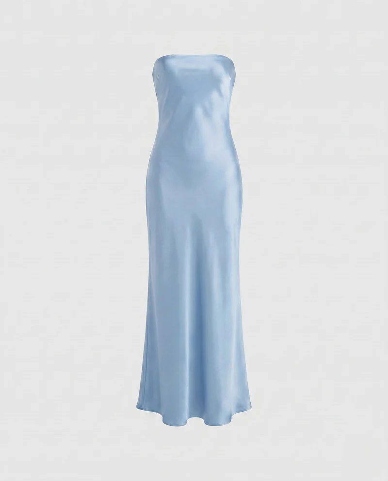 Damen Elegantes trägerloses Maxikleid aus Satin Nord Taschen