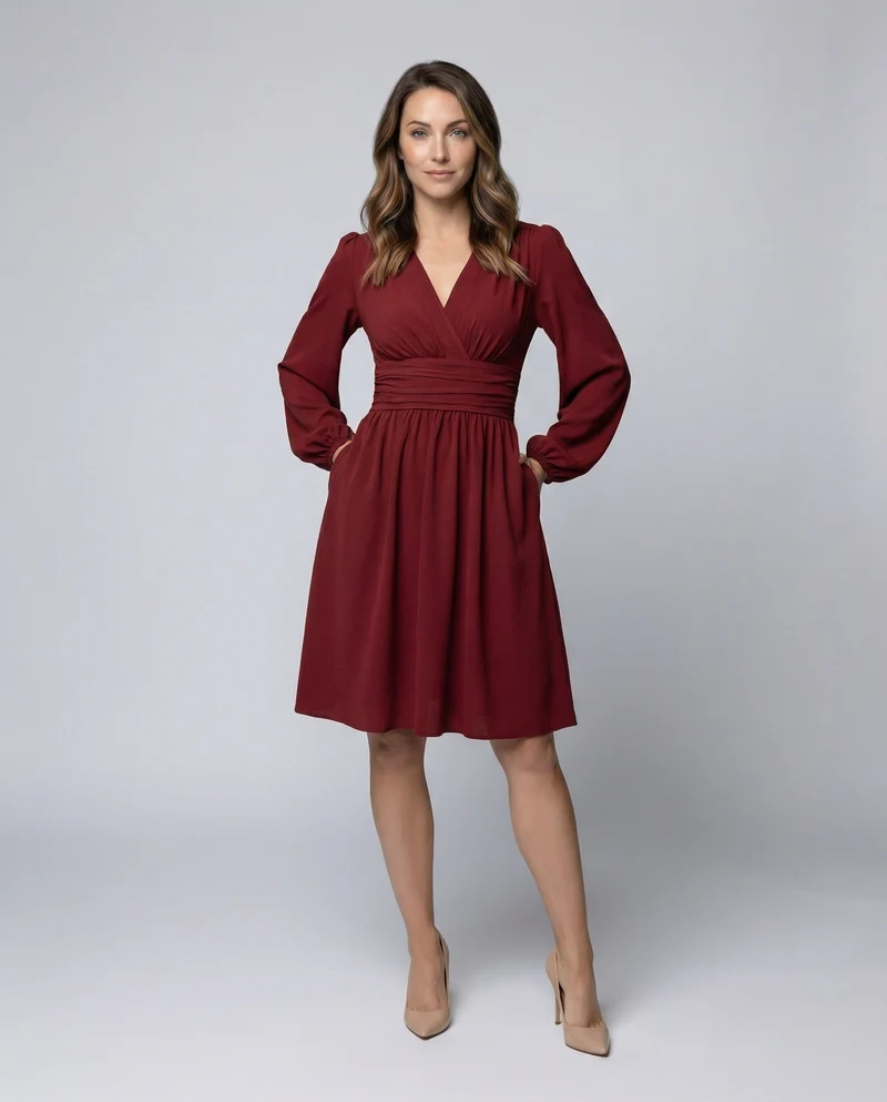 Damen Schicke Taillierte-Schärpe Midikleid