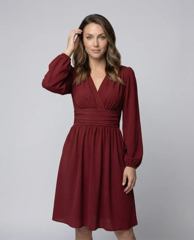Damen Schicke Taillierte-Schärpe Midikleid