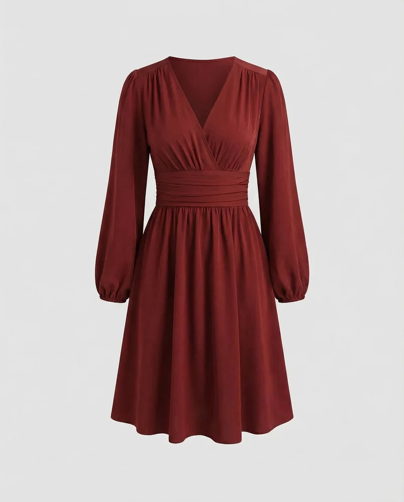 Damen Schicke Taillierte-Schärpe Midikleid