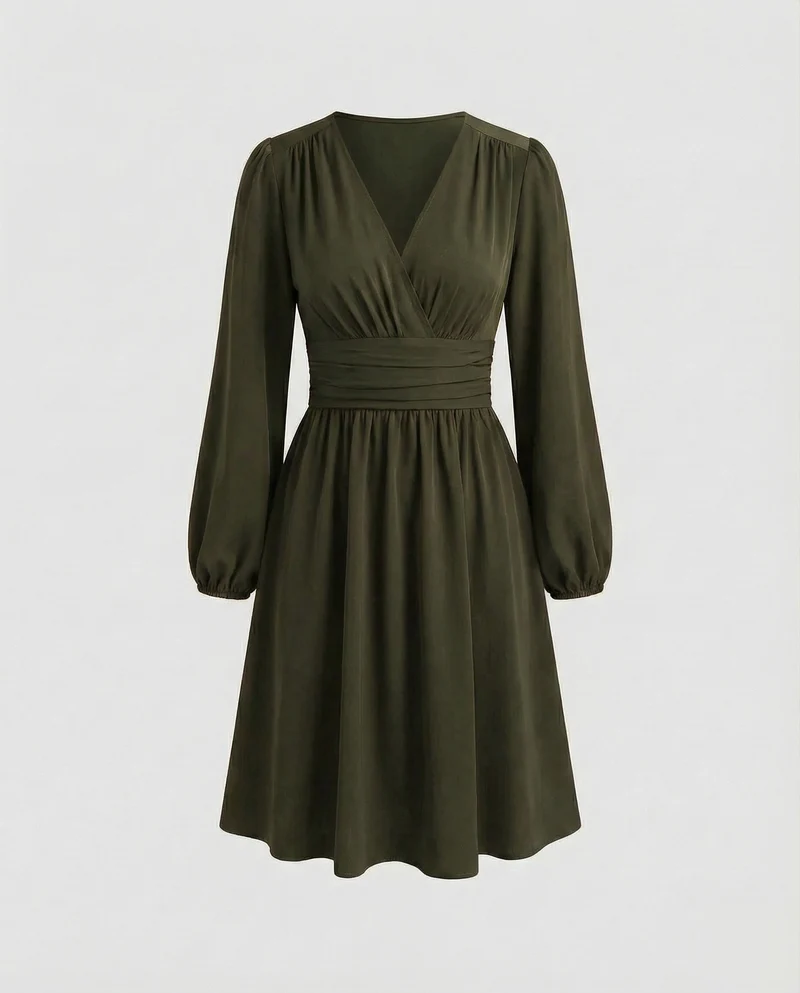 Damen Schicke Taillierte-Schärpe Midikleid