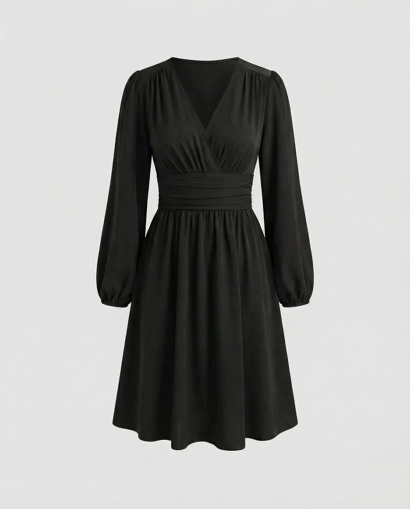 Damen Schicke Taillierte-Schärpe Midikleid