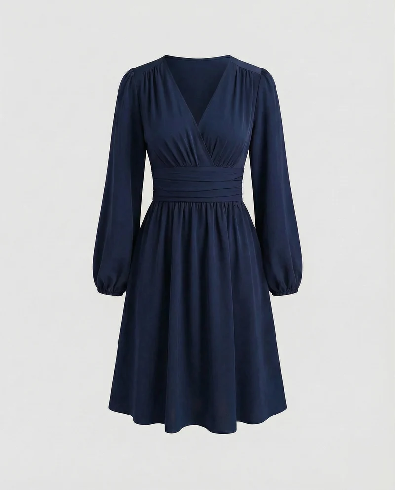 Damen Schicke Taillierte-Schärpe Midikleid