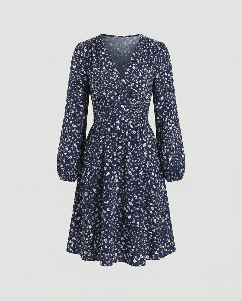 Damen Schicke Taillierte-Schärpe Midikleid