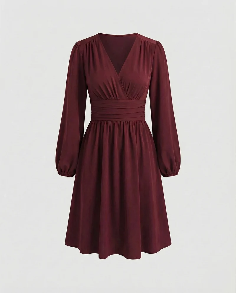 Damen Schicke Taillierte-Schärpe Midikleid