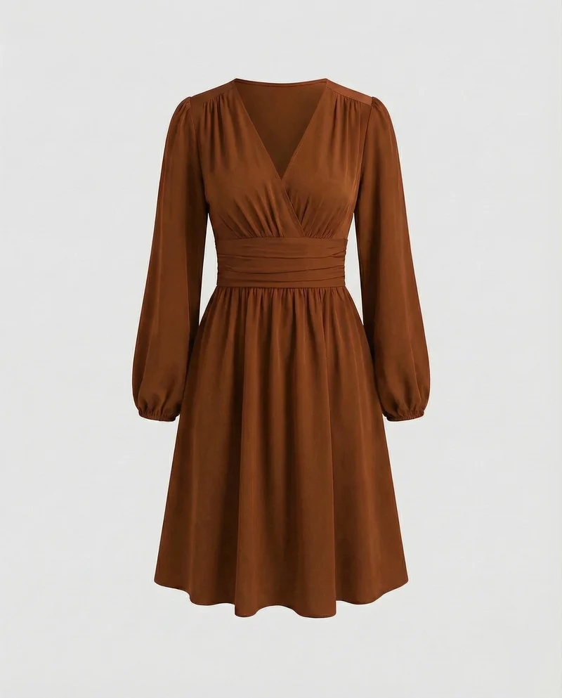 Damen Schicke Taillierte-Schärpe Midikleid