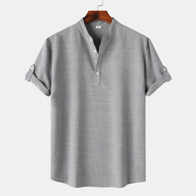 Herren Kurzarmhemd mit innovativem Henley-Ausschnitt und lässigem Look