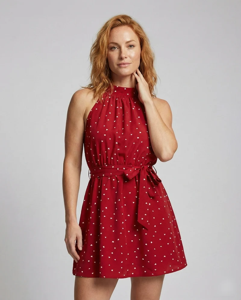 Damen Schlichte Taillierter Bindegürtel MischgewNord Taschene Sommerkleid