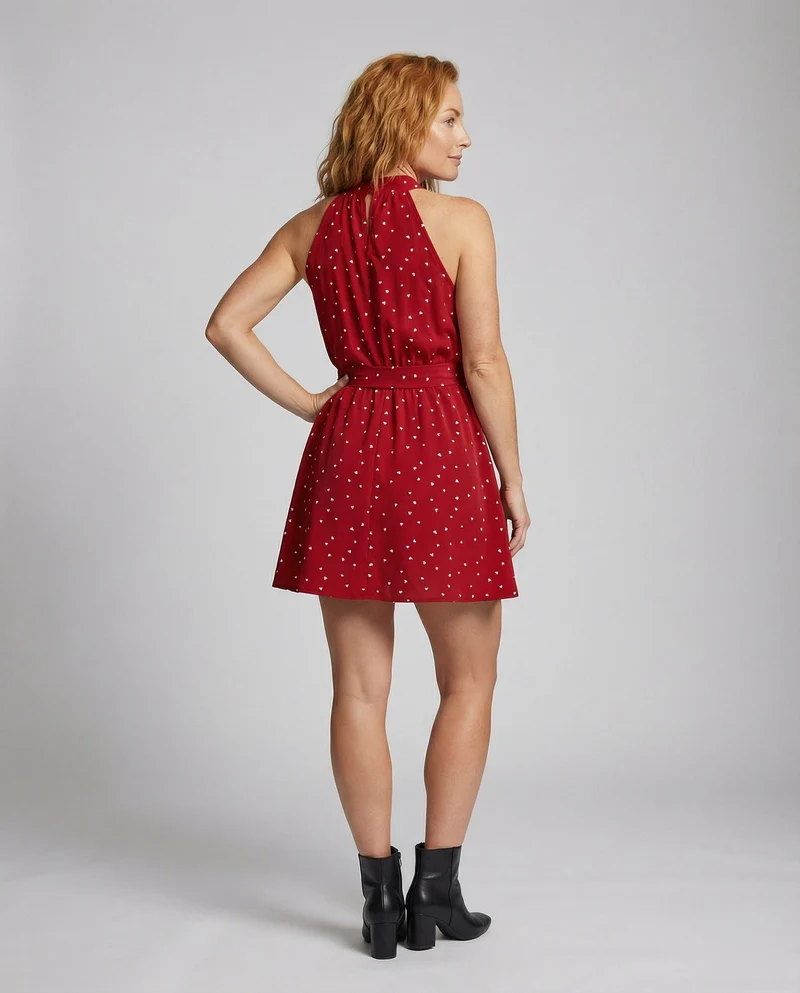 Damen Schlichte Taillierter Bindegürtel MischgewNord Taschene Sommerkleid