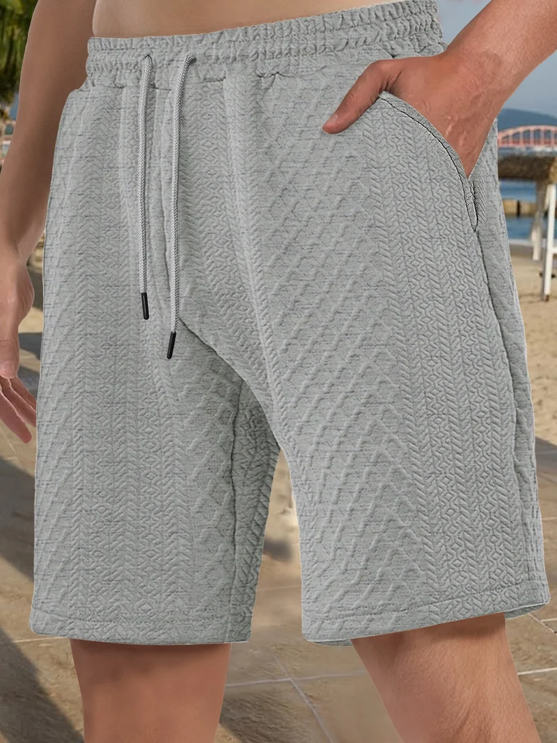 Herren nan strukturierte Strand-Bermuda aus Waffeljersey mit elastischem Kordelbund und schrägen Eingrifftaschen