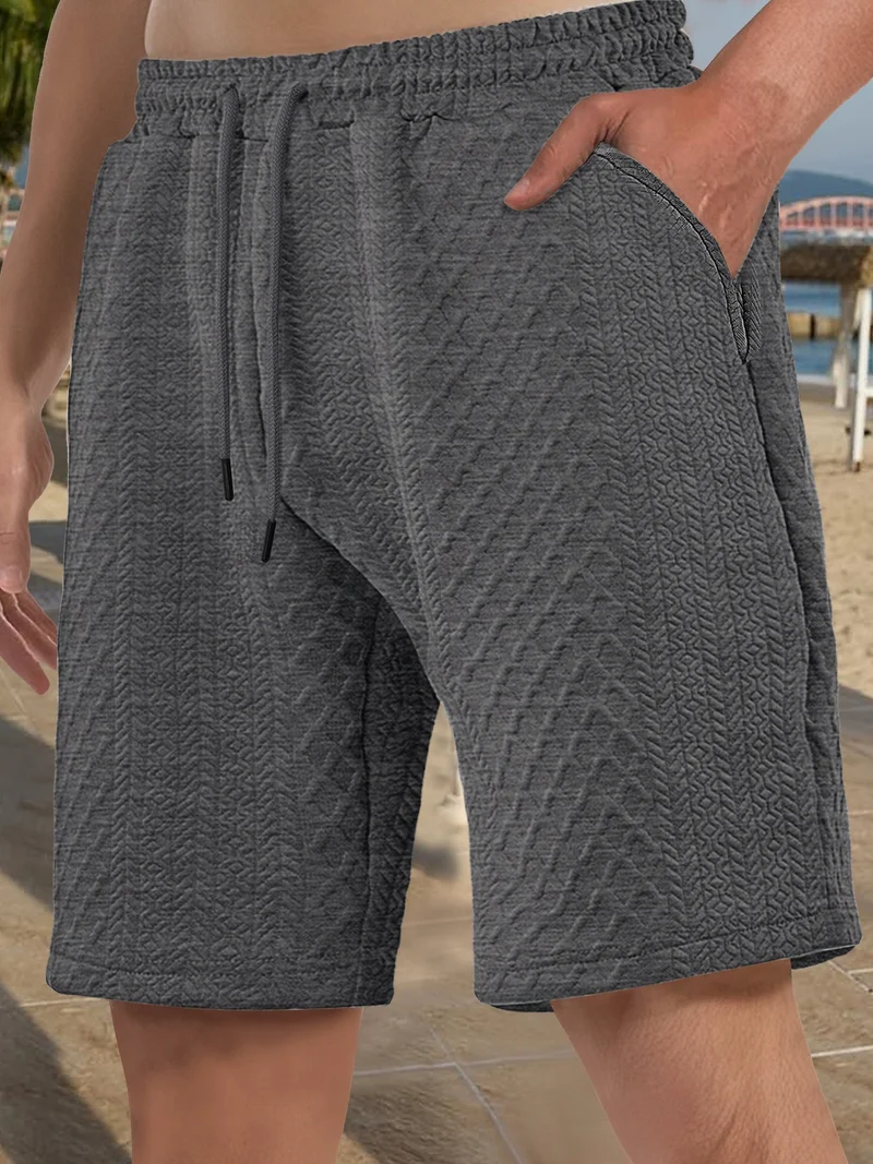Herren nan strukturierte Strand-Bermuda aus Waffeljersey mit elastischem Kordelbund und schrägen Eingrifftaschen