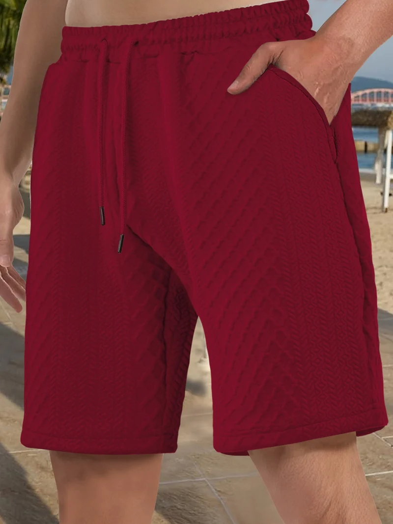 Herren nan strukturierte Strand-Bermuda aus Waffeljersey mit elastischem Kordelbund und schrägen Eingrifftaschen