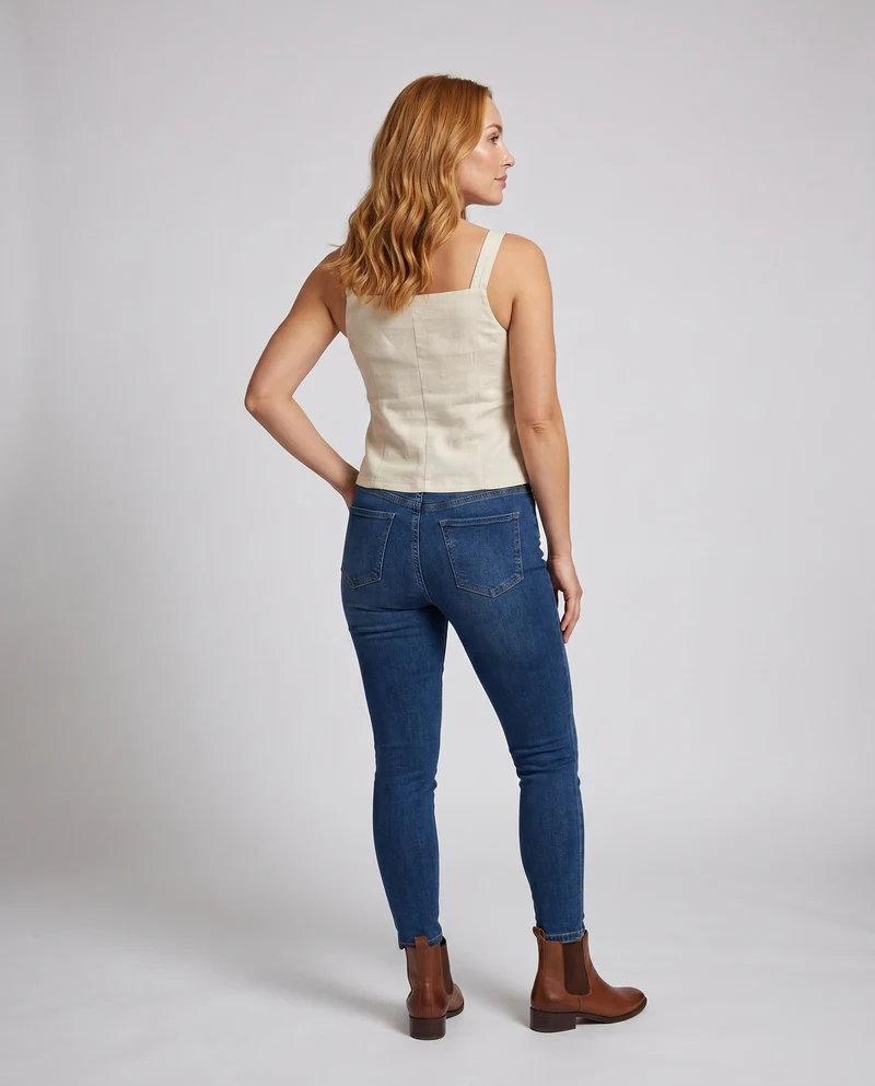 Damen Elegante und figurbetonte Weste mit Knopfdetails Nord Taschen