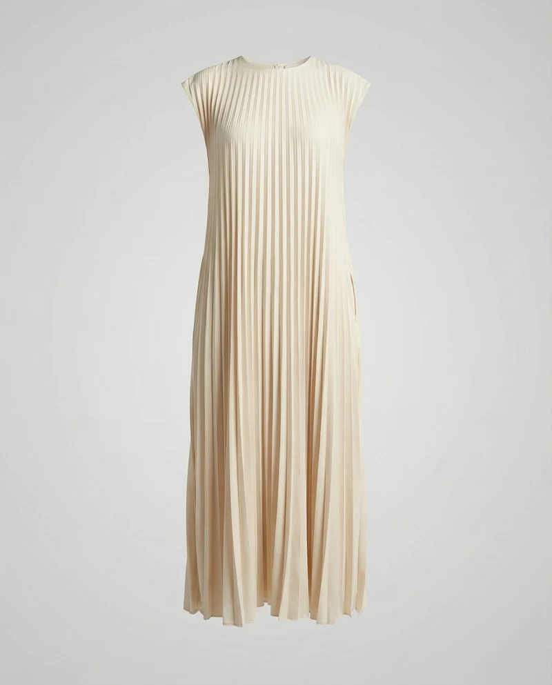 Damen plissiertes A-Linien-Maxikleid