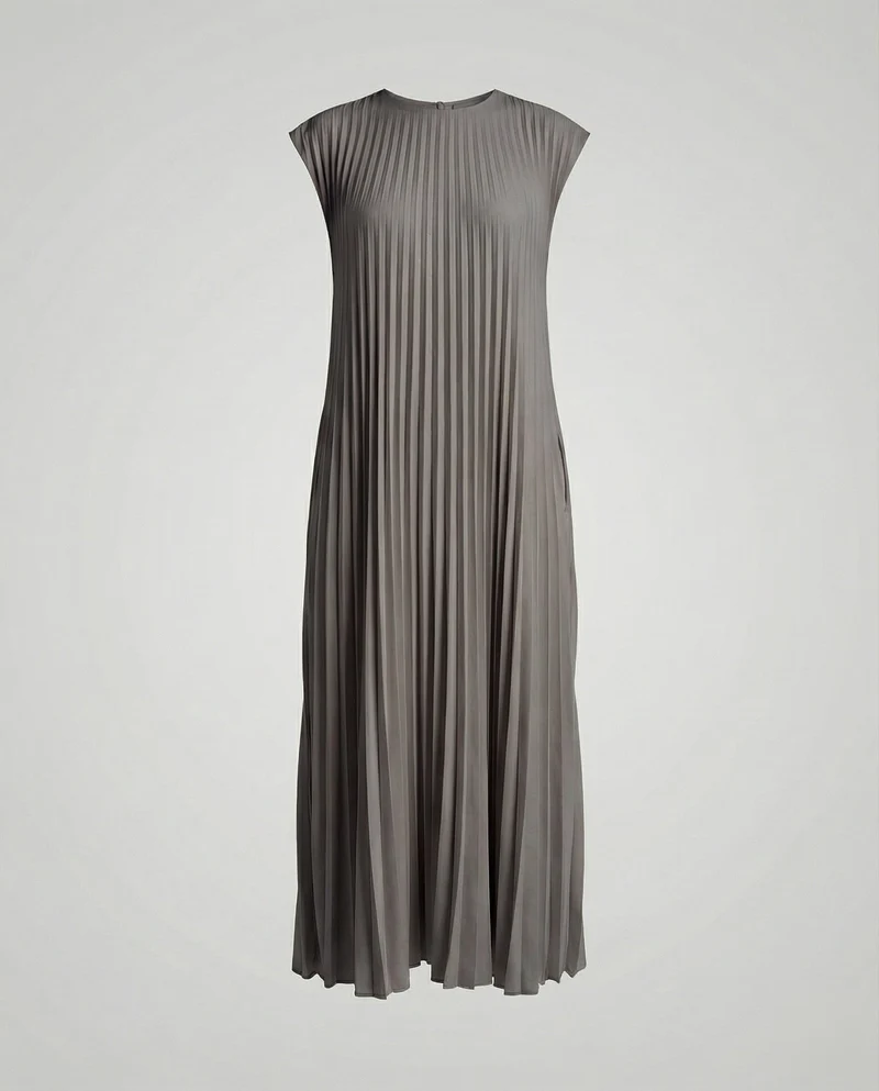 Damen plissiertes A-Linien-Maxikleid