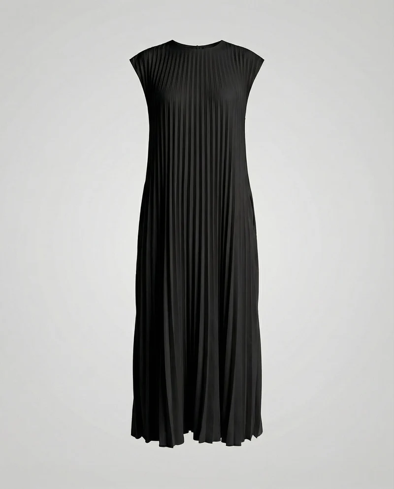 Damen plissiertes A-Linien-Maxikleid
