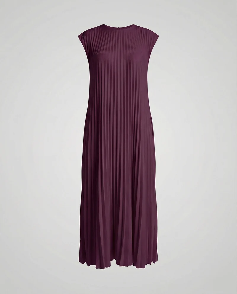 Damen plissiertes A-Linien-Maxikleid