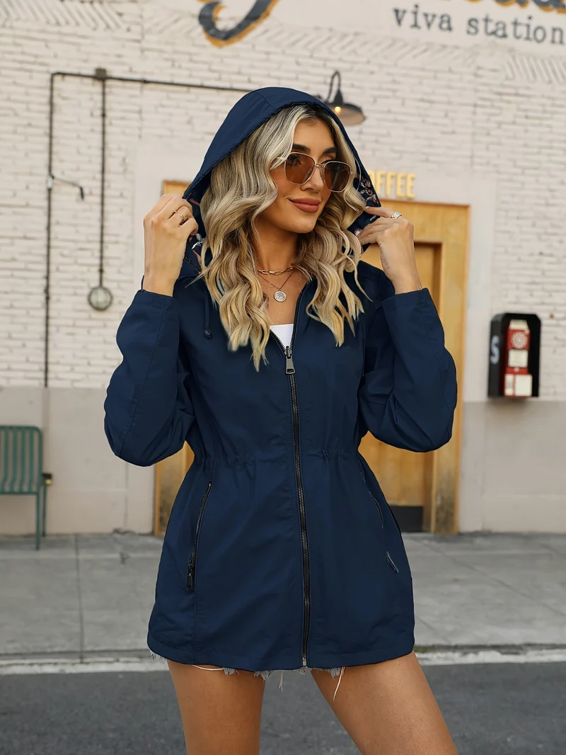 Nord Taschen | Damen Regenjacke mit Kapuze und Blumenmuster Futter