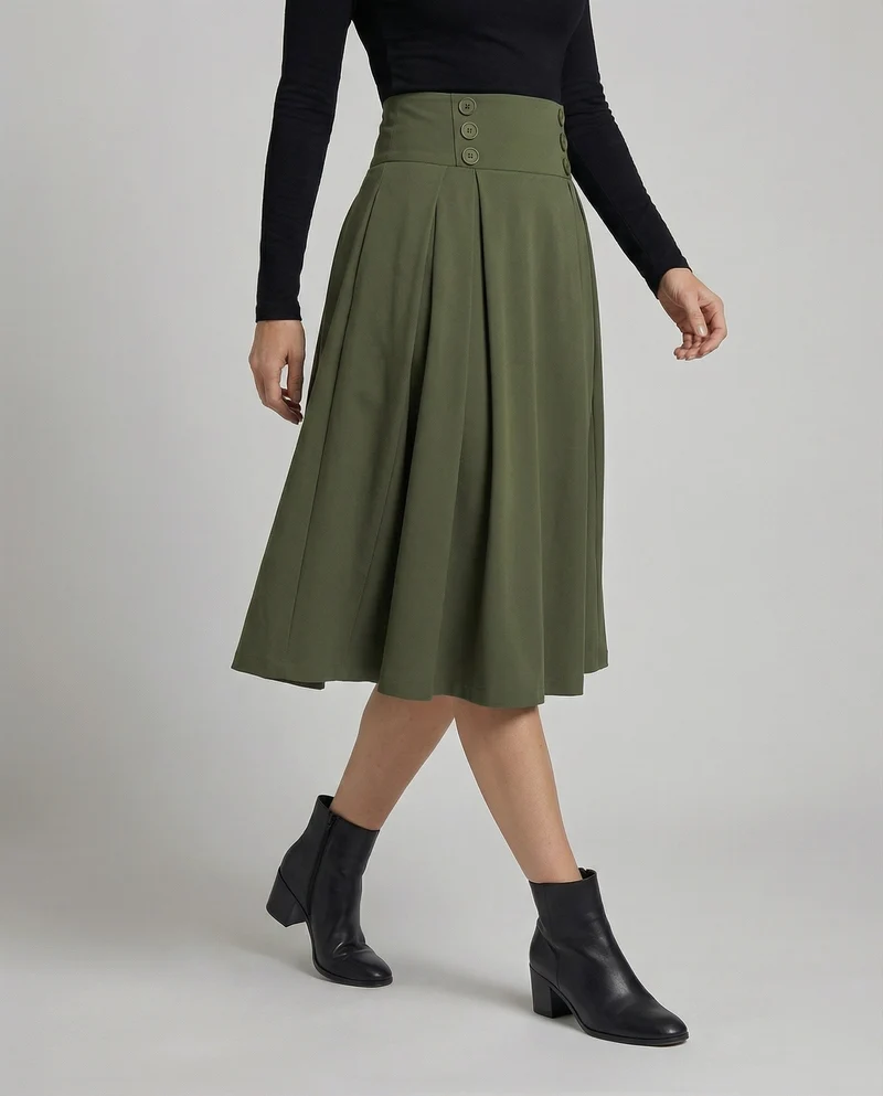 Damen Retro Kellerfalten MischgewArvanie Tellerrock