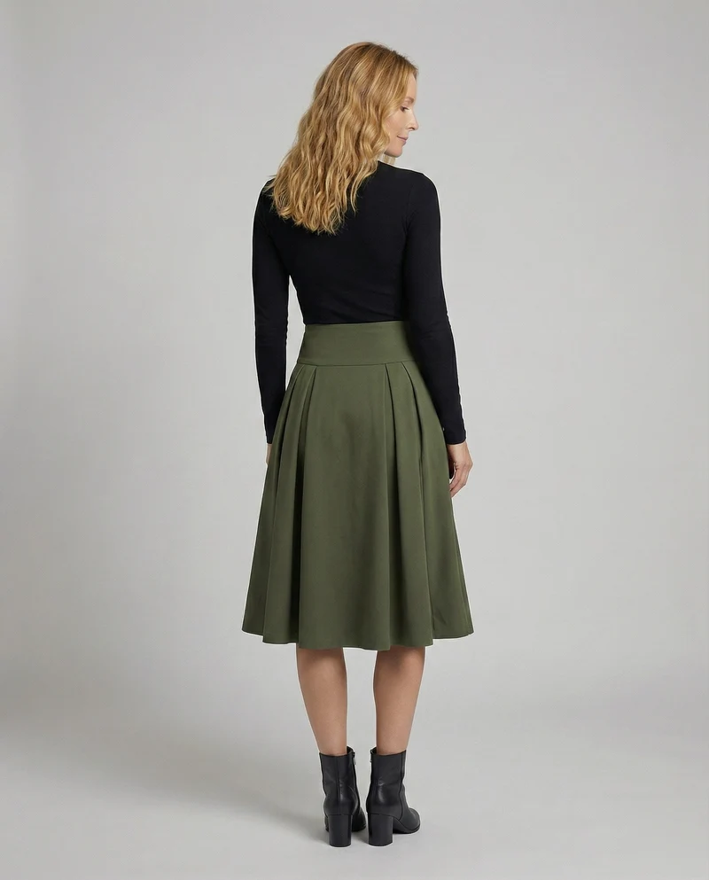 Damen Retro Kellerfalten MischgewArvanie Tellerrock