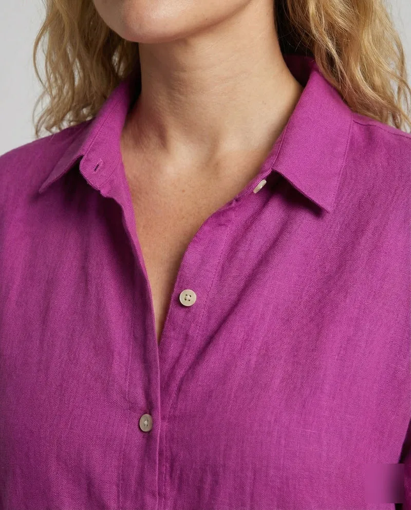 Damen A-Linien-Hemdkleid Leinenmischung