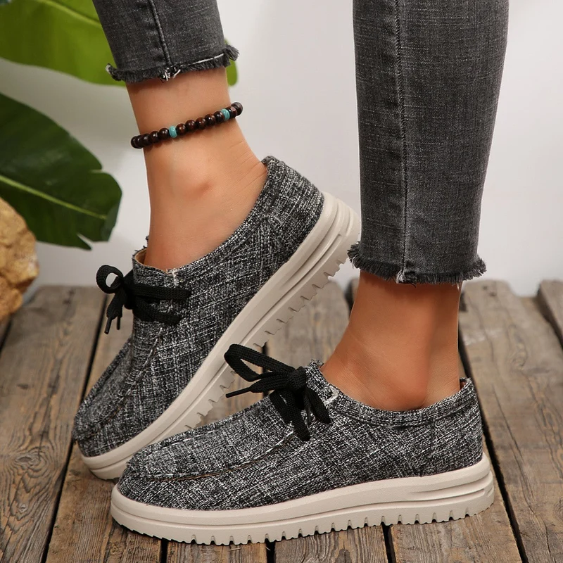 Damen Bequeme Schnürschuhe aus hochwertigem Textil