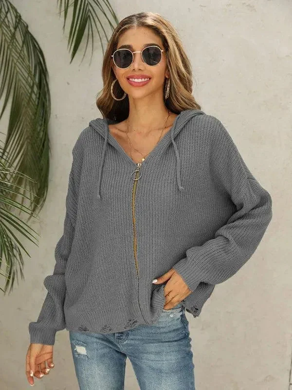 Hole Frauen Strickjacke Pullover