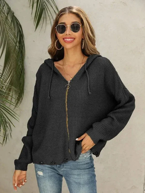 Hole Frauen Strickjacke Pullover