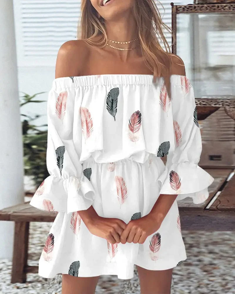 Damen Off-Shoulder Sommerkleid mit Blumenmuster Nord Taschen