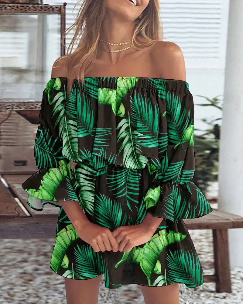 Damen Off-Shoulder Sommerkleid mit Blumenmuster Nord Taschen