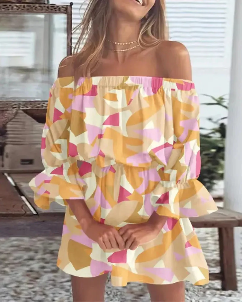 Damen Off-Shoulder Sommerkleid mit Blumenmuster Nord Taschen
