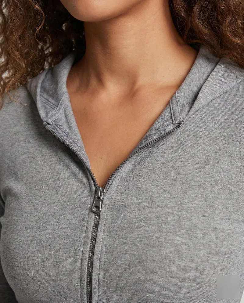 Damen elegante Strickjacke mit modernem Reißverschluss und Kapuze