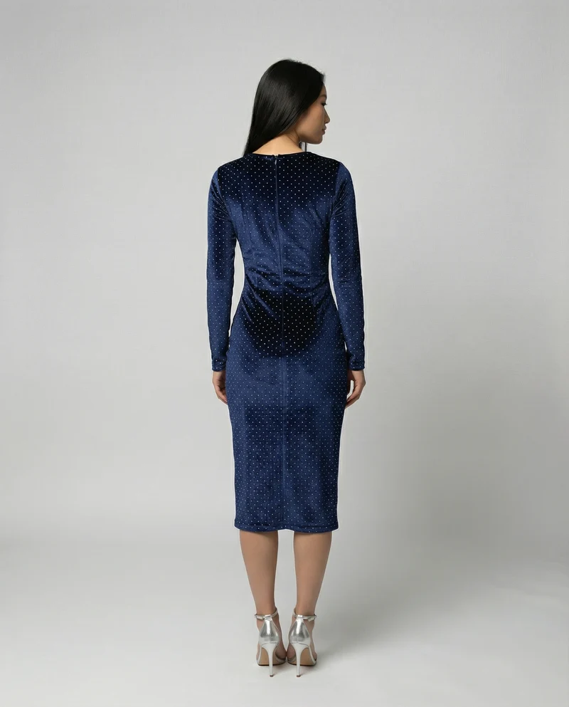 Damen Samt-Midikleid mit eleganten Pailletten und seitlichem Schlitz Nord Taschen
