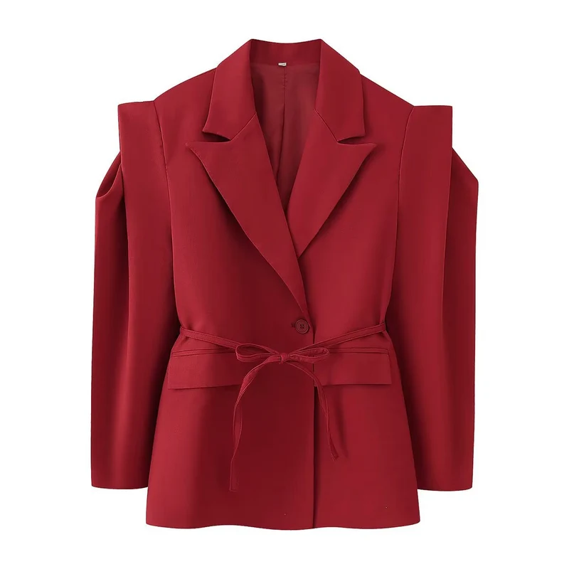Damen eleganter Oversized-Blazer mit Gürteldetail