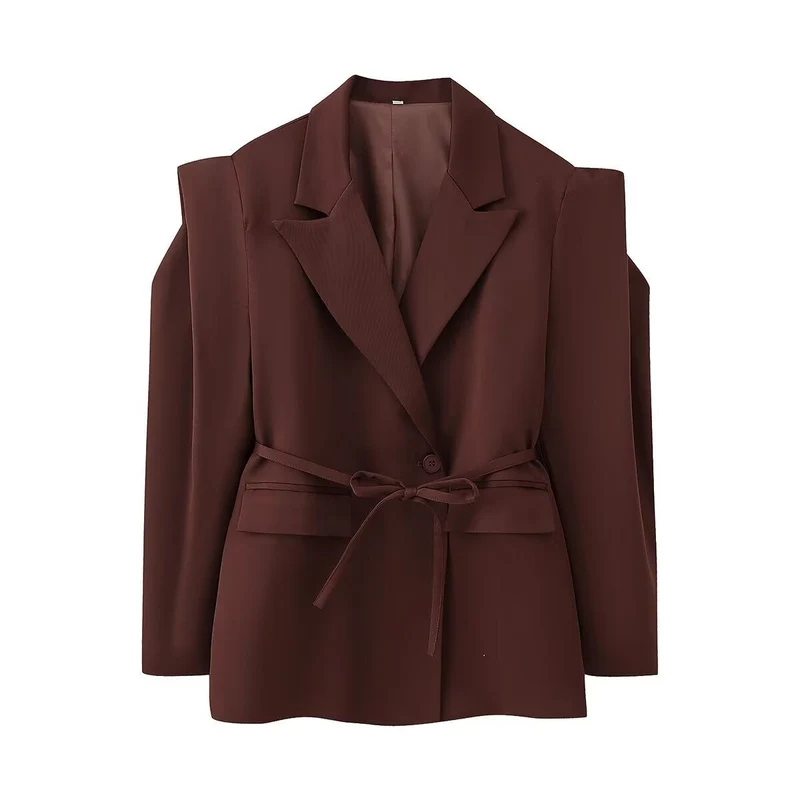 Damen eleganter Oversized-Blazer mit Gürteldetail