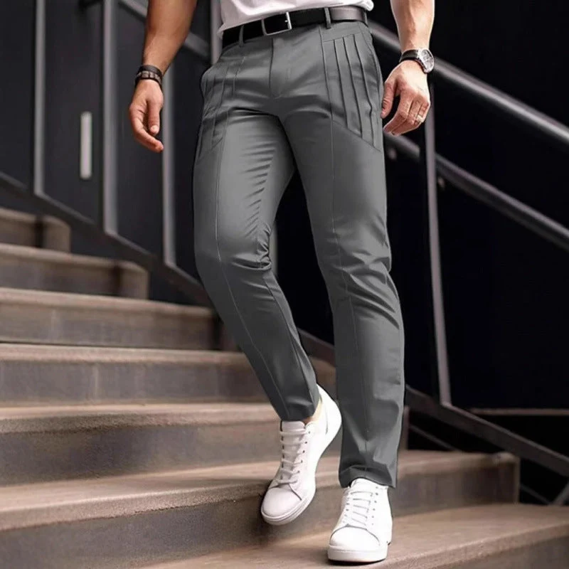 Herren stylische Slim-Fit Anzughose mit plissiertem Design